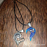 Парные кулоны сердце для влюбленных. Гравировка "I Love you". Цвет серебро и титан., фото 3