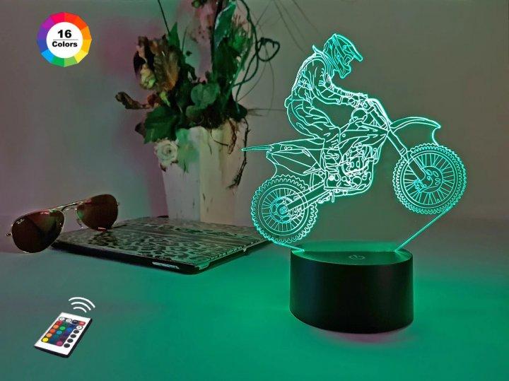 3D нічник "Мотоцикл 6" (ЗБІЛЬШЕНЕ ЗОБРАЖЕННЯ) подарункова упаковка + 16 кольорів + пульт ДК + мережевий адаптер