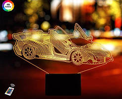 3D нічник "Автомобіль 39" (ВОЛІЧНЕ ЗОБРАЖЕННЯ) + пульт ДК + мережевий адаптер +батарейки (3ААА)  3DTOYSLAMP