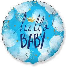 Фольгована кулька коло "Hello baby" хлопчик 18" Flexmetal