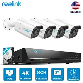 Система відеоспостереження Reolink RLK8-810B4-A 4K 8MP 4 камери Poe 8CH