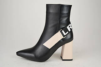 Ботильйони з гострим носком AQUAMARIN 3326 Чорні шкіра 36, фото 2