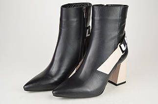 Ботильйони з гострим носком AQUAMARIN 3326 Чорні шкіра 36, фото 3