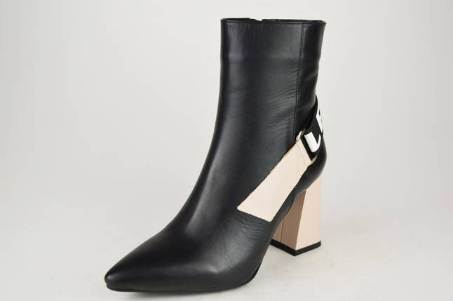 Ботильйони з гострим носком AQUAMARIN 3326 Чорні шкіра 36, фото 1