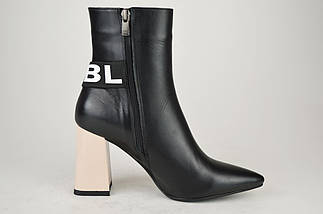 Ботильйони з гострим носком AQUAMARIN 3326 Чорні шкіра 36, фото 4