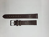 Темно -коричневий шкіряний ремінець для наручних годинників з коричневою рядком 16 мм, фото 2