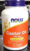 Касторова олія Now Foods Castor Oil 650 mg 120 капсул, фото 3