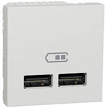 Розетка USB 2.0 зарядна подвійна, 2.1 А, 2 модуля, білий, Unica NEW NU341818