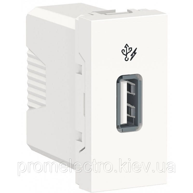 Розетка USB 2.0 зарядна 1.05 А, 1 модуль, білий, Unica NEW NU342818