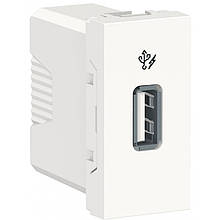 Розетка USB 2.0 зарядна 1.05 А, 1 модуль, білий, Unica NEW NU342818