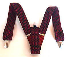 Підтяжки для штанів молодіжні ширина 3,5 см бордові