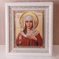Икона Лариса святая великомученица, лик 15х18 см, в белом деревянном киоте