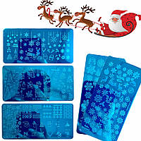 Диск для стемпінга металевий, маленький для дизайну нігтів (12 см * 6 см) / новорічний