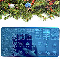 Диск для стемпінга металевий, маленький для дизайну нігтів (12 см * 6 см) / новорічний № 3 - VINS-09