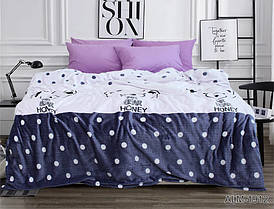 М'який теплий плед покривало велсофт (мікрофібра) полуторний Ведмедик горошок 160х220 на диван, ліжко