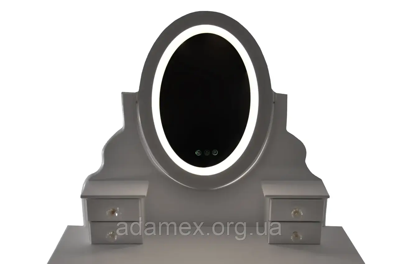 Туалетний столик з дзеркалом з підсвічуванням Bonro В-066 L з сірої табуреткою, фото 1