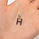Підвіска "Буква H" чорні циркони родиум, фото 2