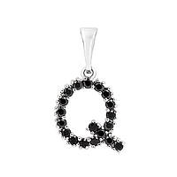 Підвіска "Буква Q" чорні циркони родиум