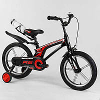 Велосипед магниевый 16 " дюймов 2-х колёсный "CORSO" алюминиевые диски, ручной тормоз, доп. колеса,