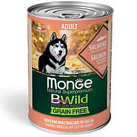 Влажный корм Monge Dog BWILD GR.FREE All breeds Adult для собак всех пород, лосось тыква цукини 0.4КГ