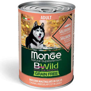 Вологий корм Monge Dog BWILD GR.FREE All breeds Adult для собак усіх порід, лосось гарбуз цукіні 0.4КГ