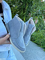 Женские замшевые демисезонные ботинки-лоферы 36-41 р серый, фото 1