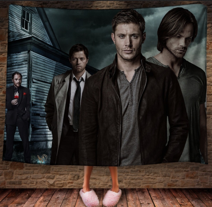 Плед з 3D принтом на тему: Supernatural. Сем і Дін Вінчестери, Кас, Кроулі