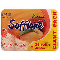 Туалетная бумага Soffione Premio Delicate Персик 3-х слойная 24 рулона софионе