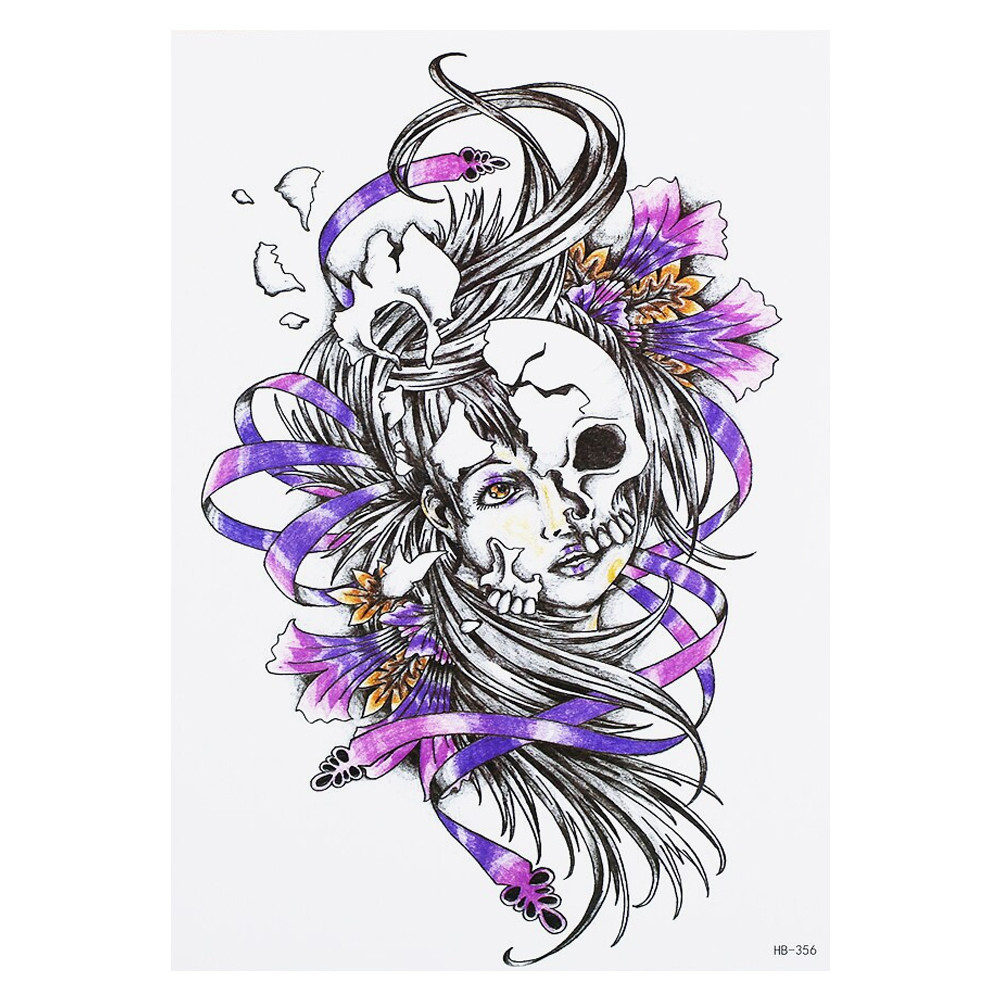 Тимчасове тату Broken skull on face (HB-356, 21x15 см)