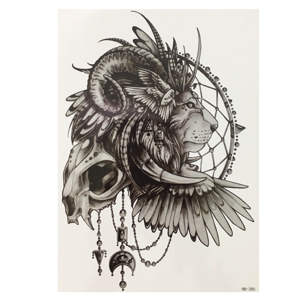 Тимчасове тату Leo shaman (HB-385, 21x15 см), фото 1