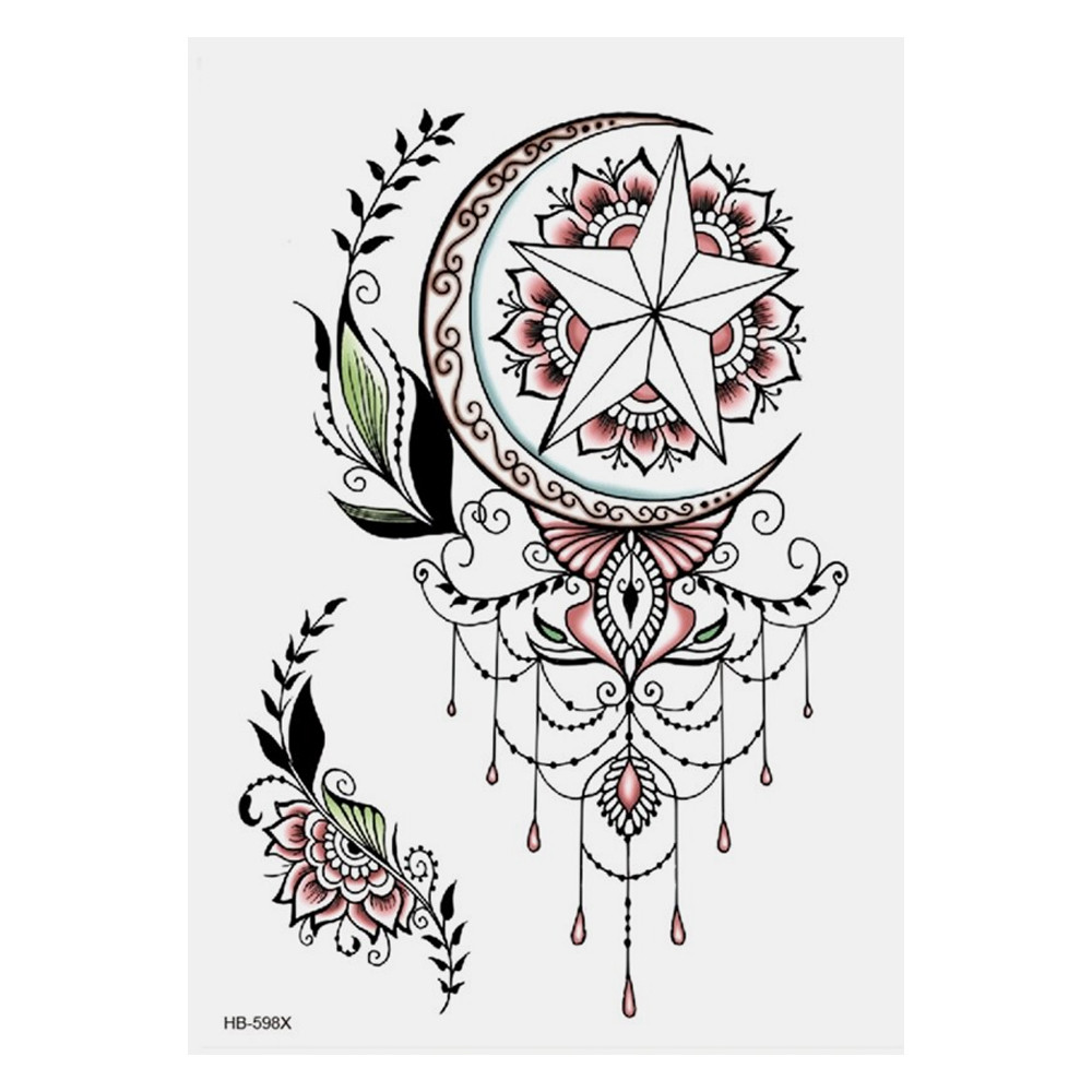 Тимчасове тату Півмісяць і зірка (візерунки) (HB-598X, 21x15 см), фото 1