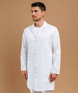 Медичний халат чоловічий білий на кнопках Atteks - 03413, фото 2