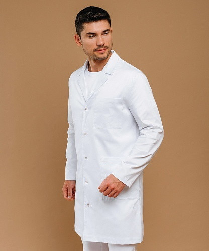Медичний халат чоловічий білий на кнопках Atteks - 03413