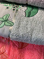 Розовое, серое, мятное махровое полотенце большого размера 140 см банное в подарочной упаковке натур хлопковое