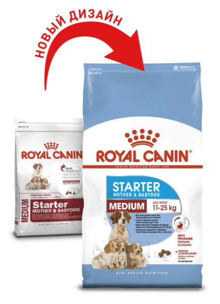 Сухий корм для цуценят Royal Canin (Роял Канін) Medium Starter середні породи до 2 місяців (для вагітних і годуючих сук), 12 кг