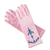 Перчатки с блестящим узором детские карнавальные для маленьких принцесс розовые