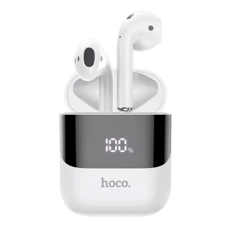 Навушники Bluetooth HOCO DES09 Treasure TWS у чохлі для зарядки BT5.0, білі.