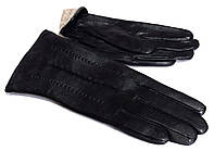 Шкіряні жіночі рукавички Ginge (6.5) вовняна сітка, чорні (ПЕРЧ-094)