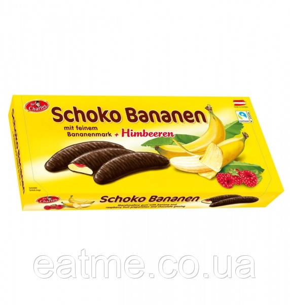 Schoko Bananen Бананове суфле в молочному шоколаді з малиновим джемом 300g