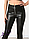 Жіночі лосини чорного кольору звужені екошкіра, фото 4