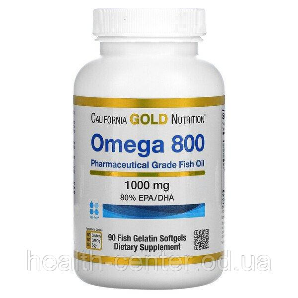 Омега-3 (суперконцентрат) 800 мг в 1 капс! 90 капс для серця судин зору California Gold Nutrition USA