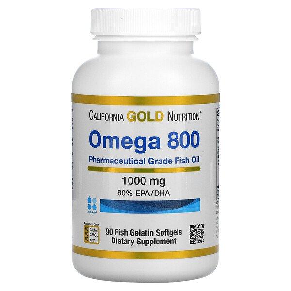 Омега 800, 1000 мг, 90 капс, 480 ЕПК/320 ДГК для серця судин зору California Gold Nutrition USA
