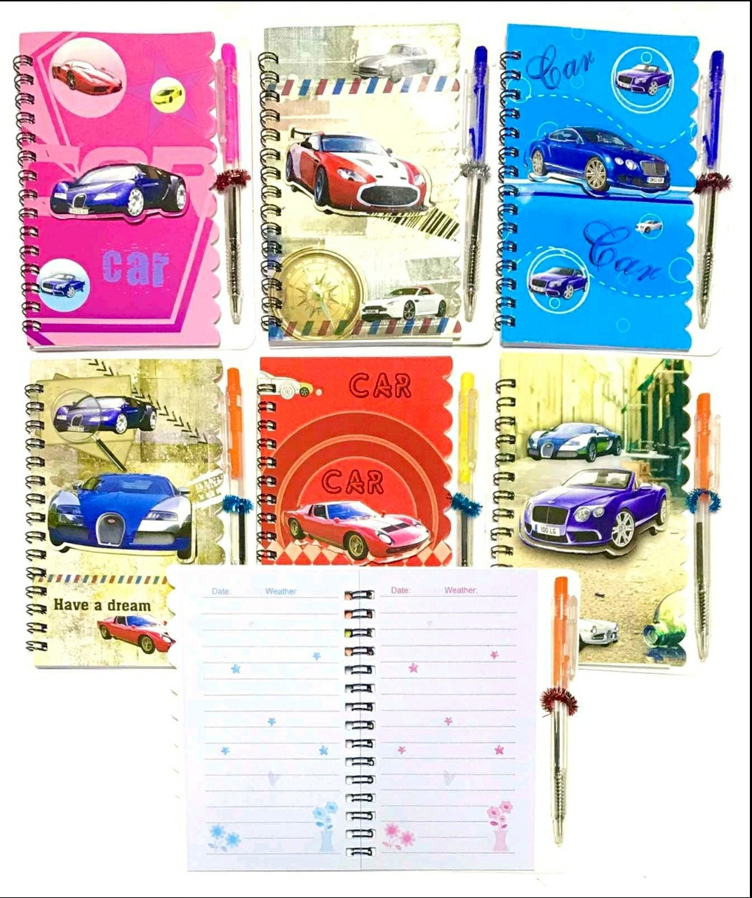 Блокнот на спіралі А-6 No А613 "Машинки" з аплікацією (36 л) А6_9,5*14см,лінія+ручка