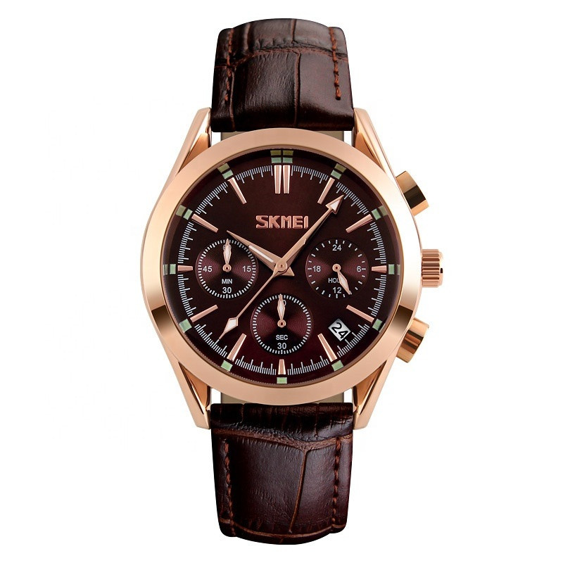 Skmei 9127 prestige коричневий з коричневим циферблатом чоловічий класичний годинник
