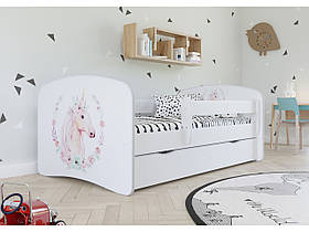 Дитяче ліжко односпальне 160 х 80 Kocot Kids Baby Dreams Коник біле з шухлядою Польща