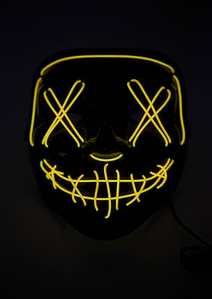 Неонова маска Purge Mask Судна ніч, що світиться жовта, фото 3