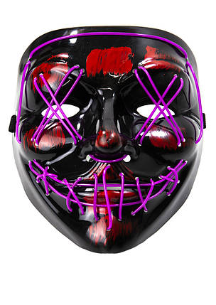 Неонова маска Purge Mask Судно ніч, світиться бузкова, фото 1