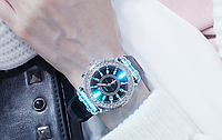 Женские наручные часы с подсветкой из силиконовым ремешком чорный