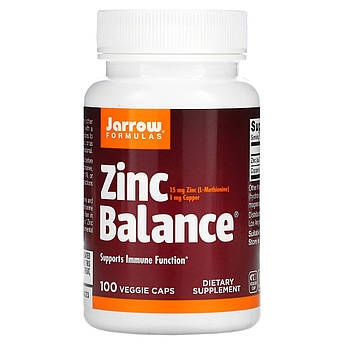 Jarrow Formulas, Zinc Balance, Цинк і мідь, 100 капсул вегетаріанських