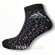 Спортивні шкарпетки жіночі хлопкові 36-41 демісезонні чорні в горошок